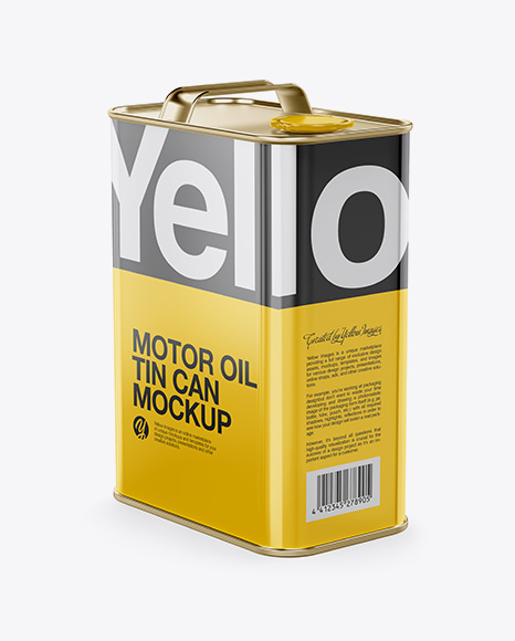 Glossy Oil Tin Can Mockup - Half Side View