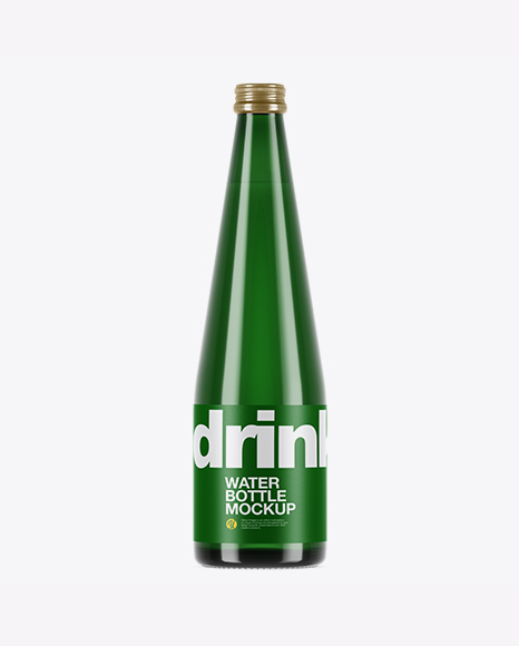 Green Glass Water Bottle Mockup