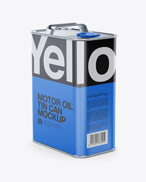 Matte Oil Tin Can Mockup - Half Side View