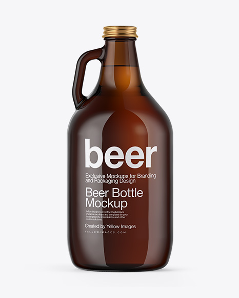 64oz Amber Beer Bottle Mockup