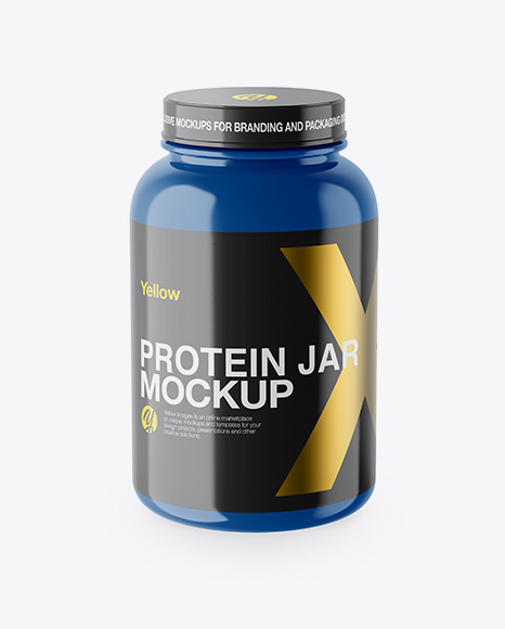Glossy Protein Jar Mockup - High-Angle Shot