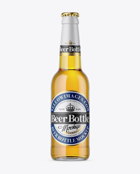 330ml Clear Glass Bottle With Beer Mockup