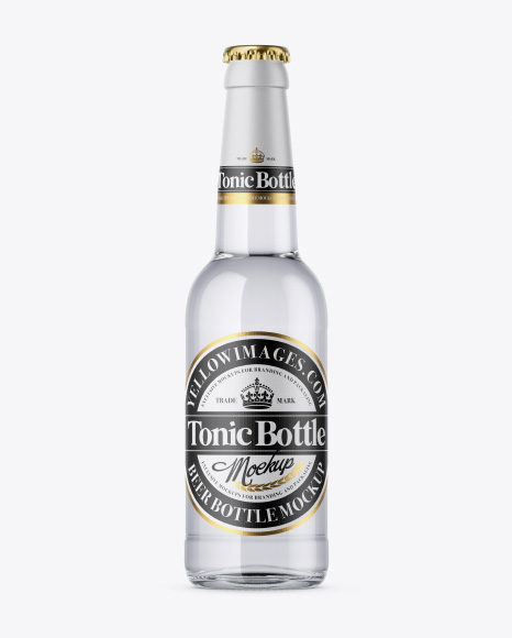 330ml Clear Glass Bottle With Tonic Mockup