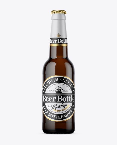 330ml Dark Amber Bottle With Beer Mockup
