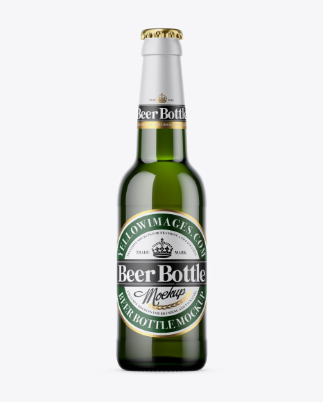330ml Green Bottle With Beer Mockup