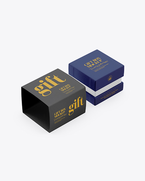 Matte Gift Box Mockup - Half Side View (High-Angle Shot)