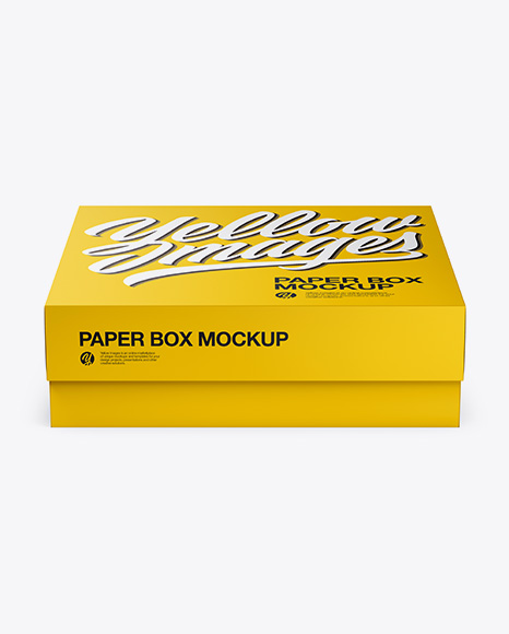 Square Paper Box Mockup - Front View (High Angle Shot)