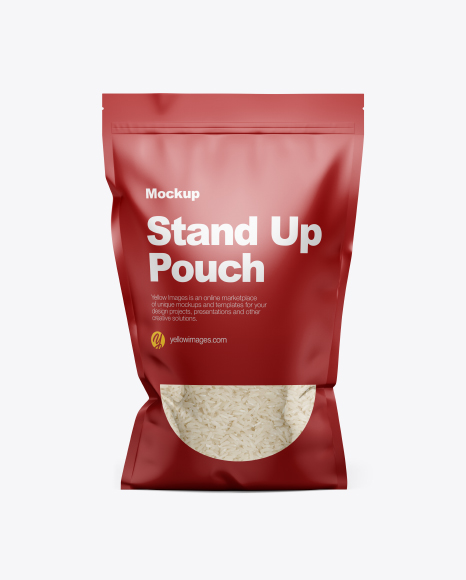 Stand-Up Pouch with Rice Mockup - Front View