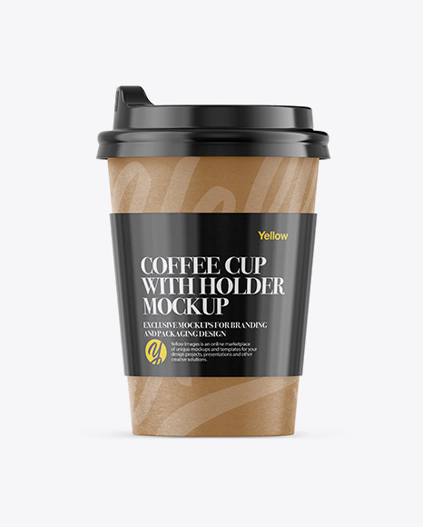 Paper Coffee Cup With Sleeve Mockup - Front View