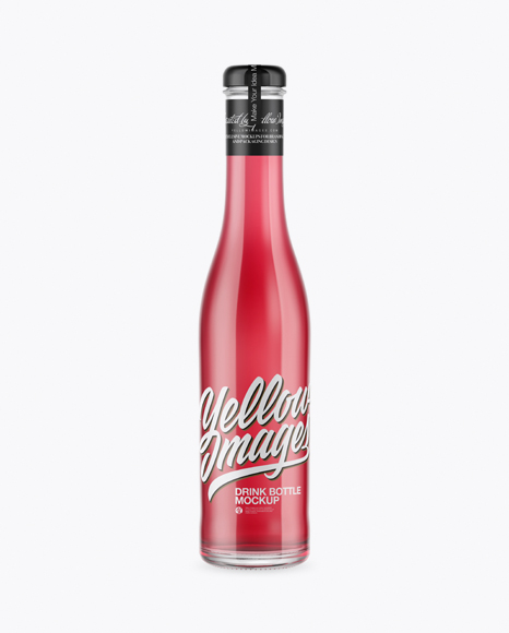 Clear Glass Bottle With Pink Drink Mockup