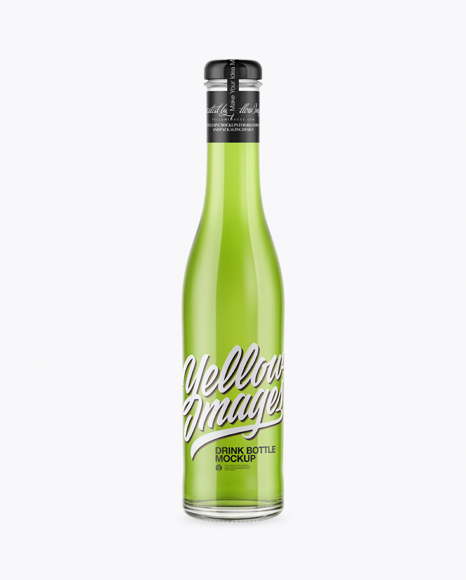 Clear Glass Bottle With Green Drink Mockup
