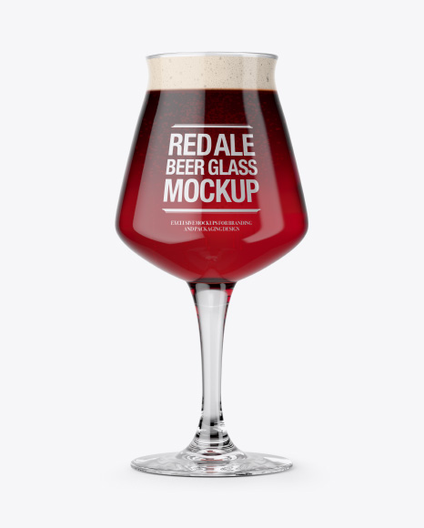 Teku Glass With Red Ale Beer Mockup