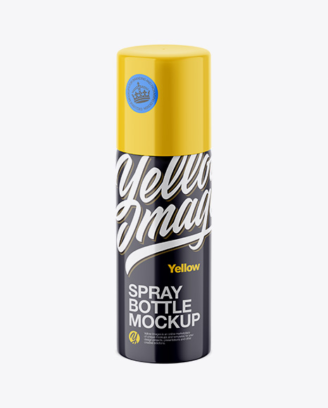Glossy Spray Bottle Mockup - High-Angle Shot