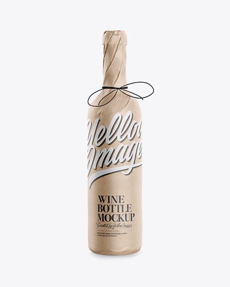 Wine Bottle in Kraft Wrap Mockup
