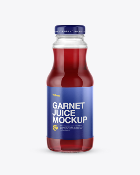 Clear Glass Bottle with Garnet Juice Mockup