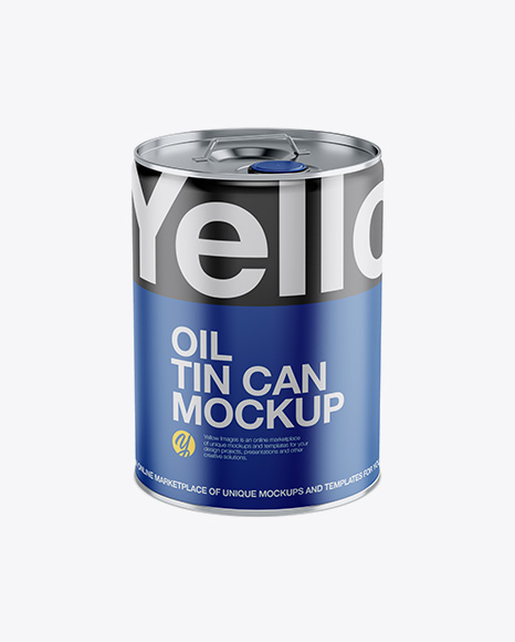 Matte Oil Tin Can Mockup - High-Angle Shot