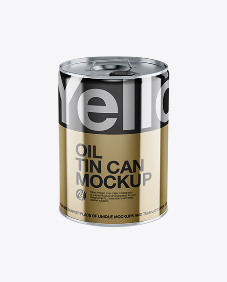 Metallic Oil Tin Can Mockup - High-Angle Shot