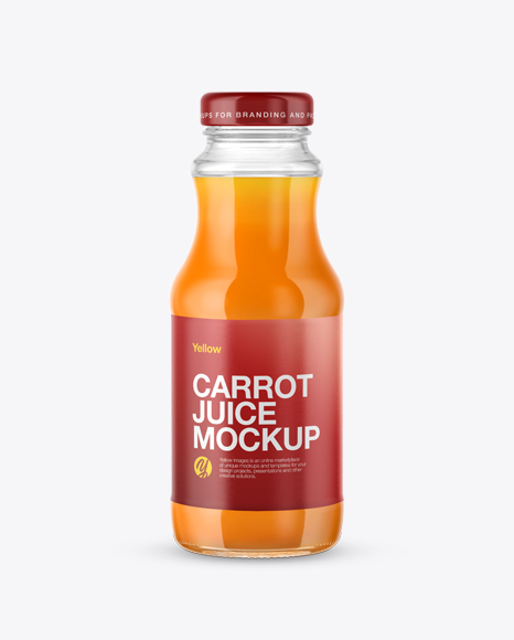 Clear Glass Bottle with Carrot Juice Mockup