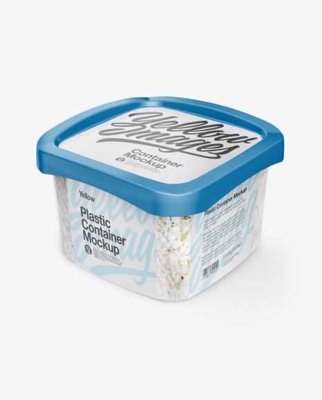 Transparent Container with Feta Cheese Mockup - Half Side View (High-Angle Shot)