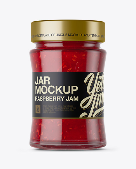 Glass Jar With Raspberry Jam Mockup