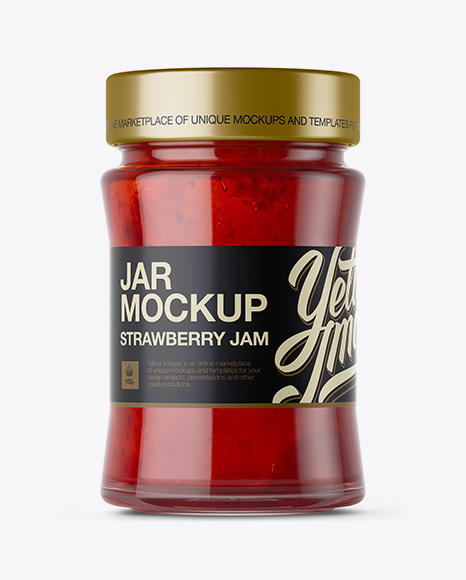 Glass Jar With Strawberry Jam Mockup