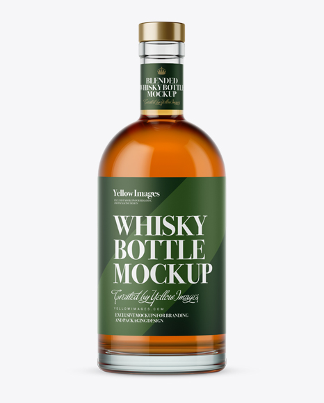 Clear Glass Whiskey Bottle Mockup - Front View