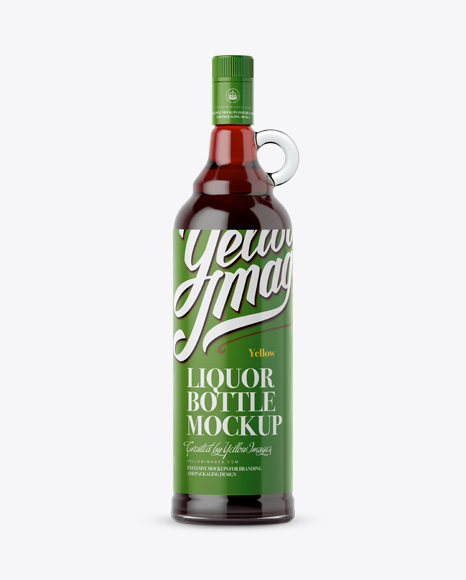 Berry Liquor Glass Bottle With Handle Mockup