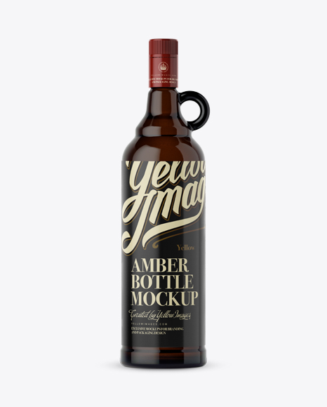 Amber Glass Bottle With Handle Mockup