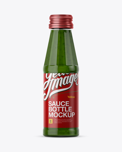 100ml Glass Bottle With Green Pepper Sauce Mockup