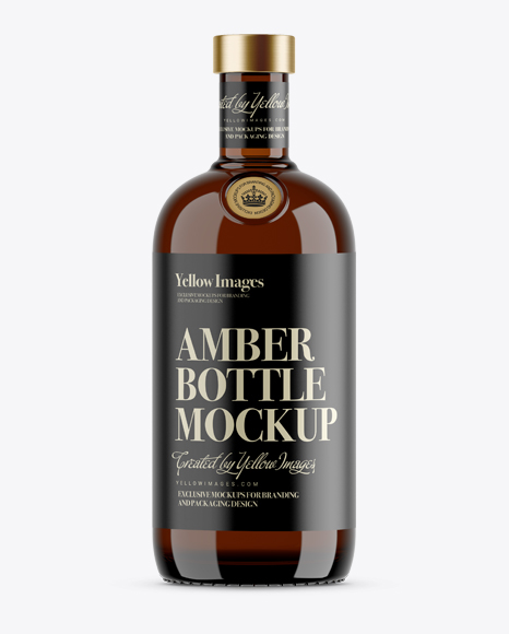 700ml Amber Glass Bottle Mockup