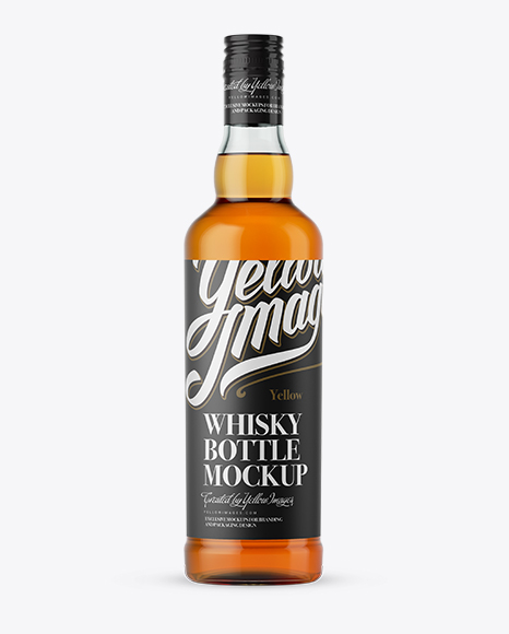 Clear Glass Bottle With Whisky Mockup