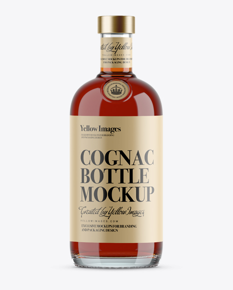 700ml Clear Glass Cognac Bottle Mockup