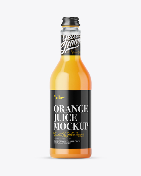 500ml Orange Juice Glass Bottle Mockup