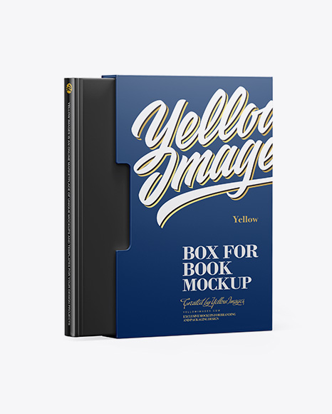 Glossy Box With Book Mockup - Half Side View