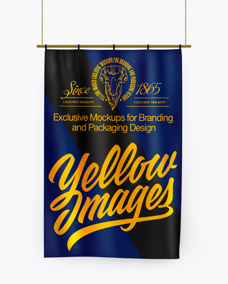 Vertical Flag With Metallic Pole Mockup - Front View