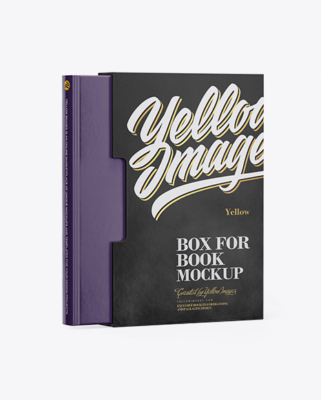 Textured Box With Book Mockup - Half Side View
