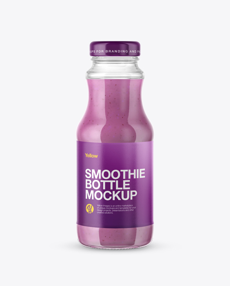 Clear Glass Bottle with Blueberry Smoothie Mockup