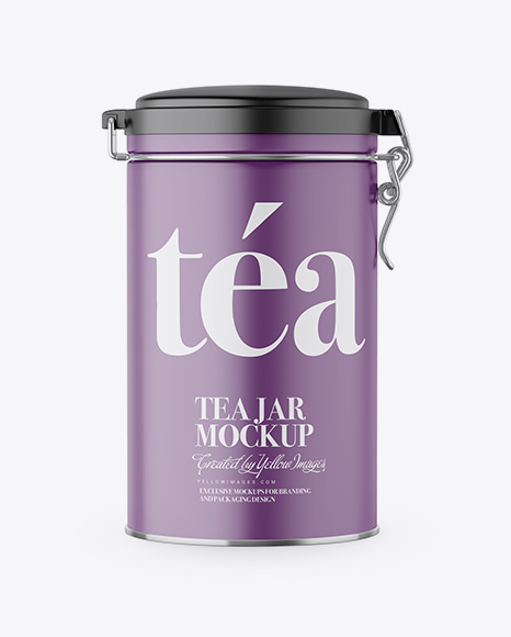 Matte Tea Round Jar With Locking Lid Mockup