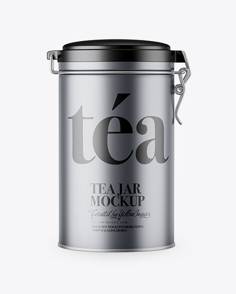 Matte Metallic Tea Round Jar With Locking Lid Mockup