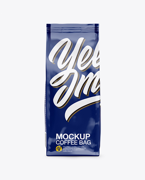Glossy Coffee Bag Mockup - Front View