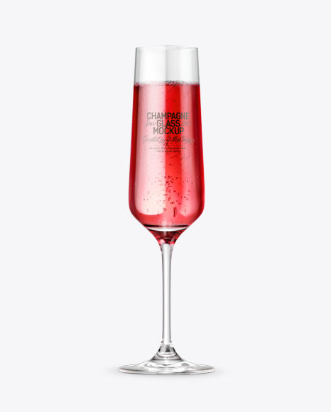 Red Champagne Glass Mockup