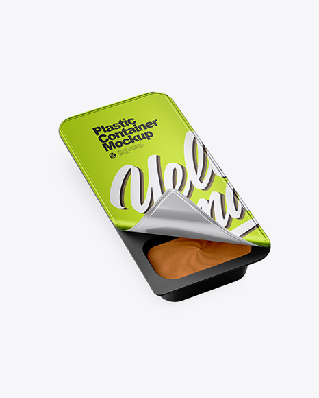 Metallic Plastic Container With Peanut Paste Mockup - Half Side View