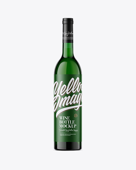 Green Glass White Wine Bottle Mockup