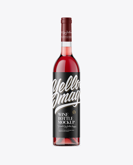 Clear Glass Bottle With Pink Wine Mockup