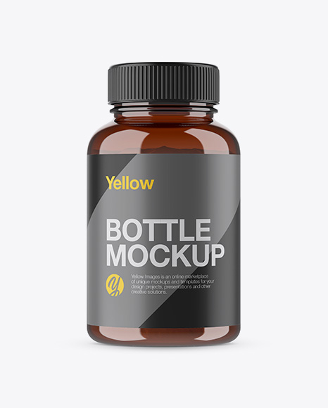 Amber Bottle with Powder Mockup