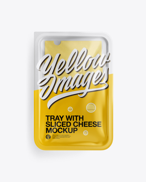 Tray With Sliced Cheese Mockup - Top View