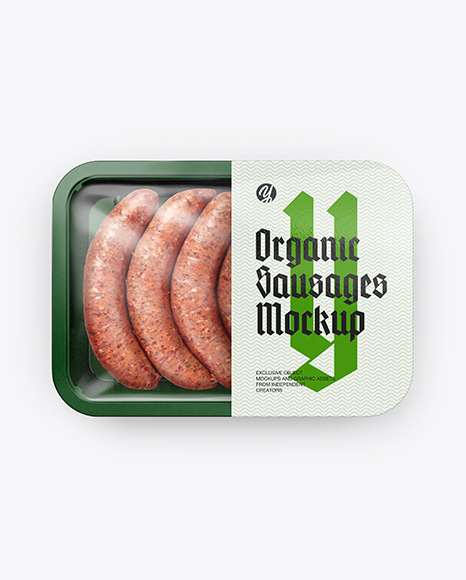 Plastic Tray With Sausages Mockup - Top View