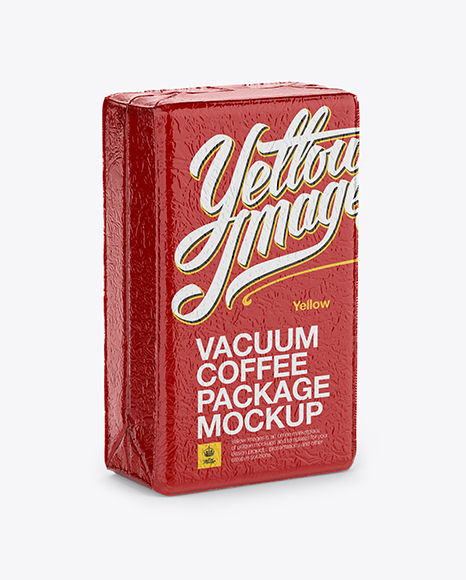 Glossy Coffee Vacuum Bag Mockup - Halfside View