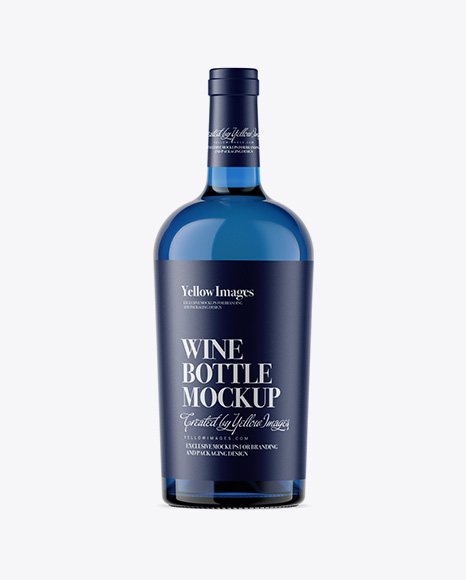 Blue Glass Bottle With White Wine Mockup