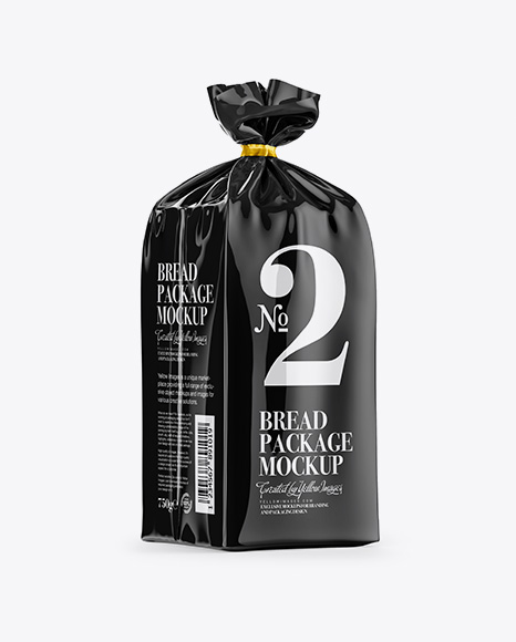 Glossy Bread Package With Clip Mockup - Half Side View